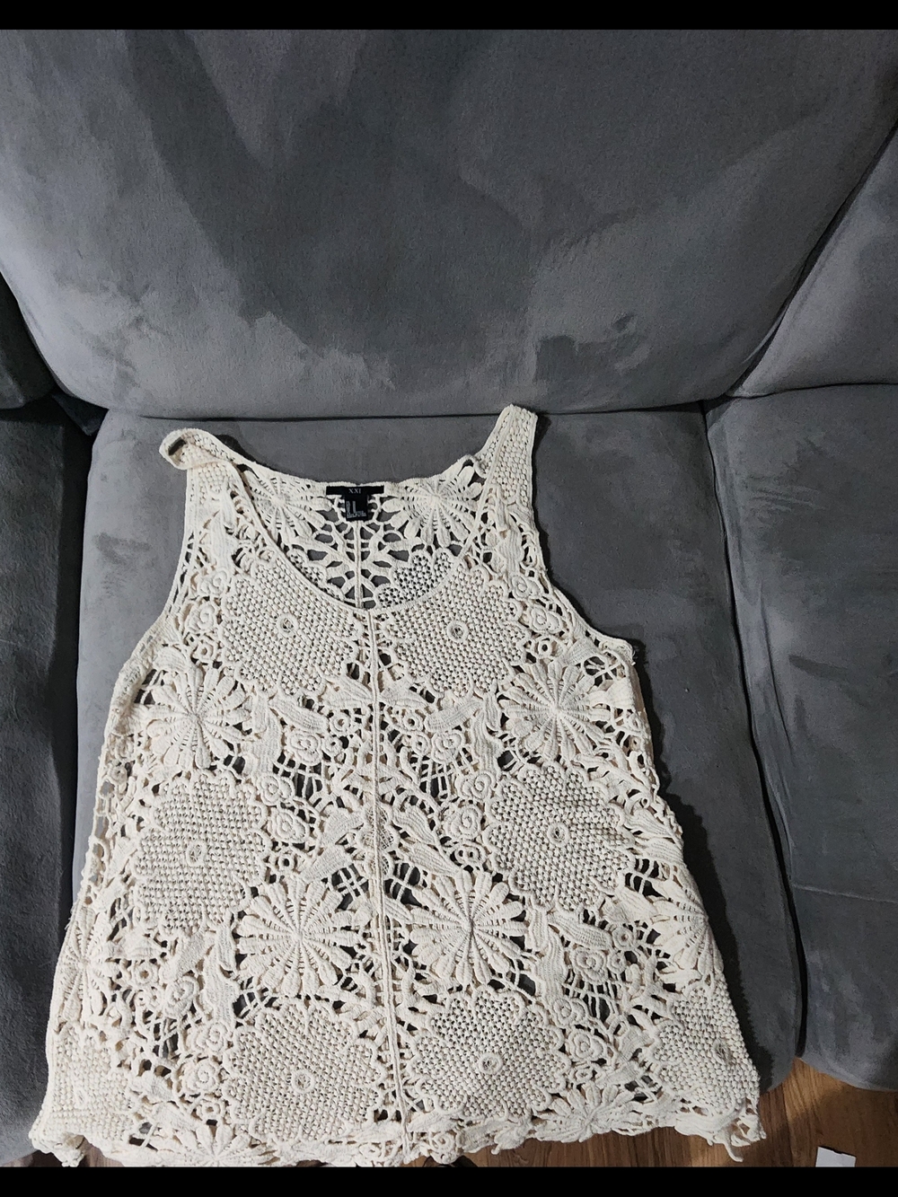 Cream Crochet Lace Tank Top